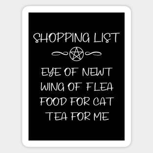 Cat Food and Tea Witchy Shopping List Cheeky Witch® Sticker